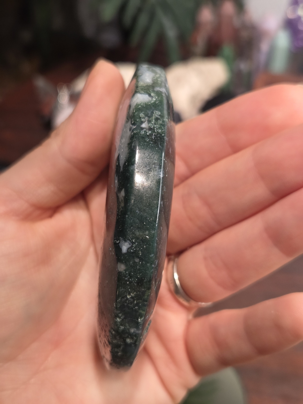 Moss Agate Crescent Moon - Picture 10 of 16